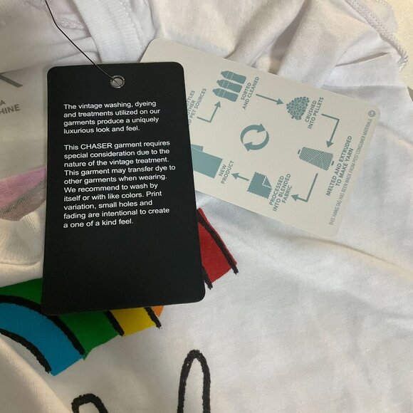 Chaser Kids Girls Rainbow Peace Sign Flutter Short Sleeve T Shirt White Size 10 - Picture 5 of 6